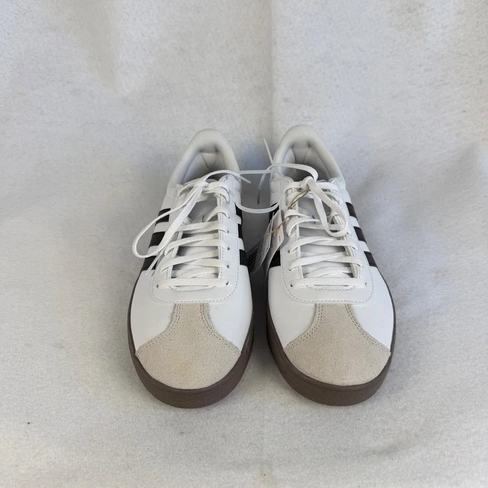 New‎ Adidas Mens Size 10.5 VL Court Base White Black Gum Sole Sneakers